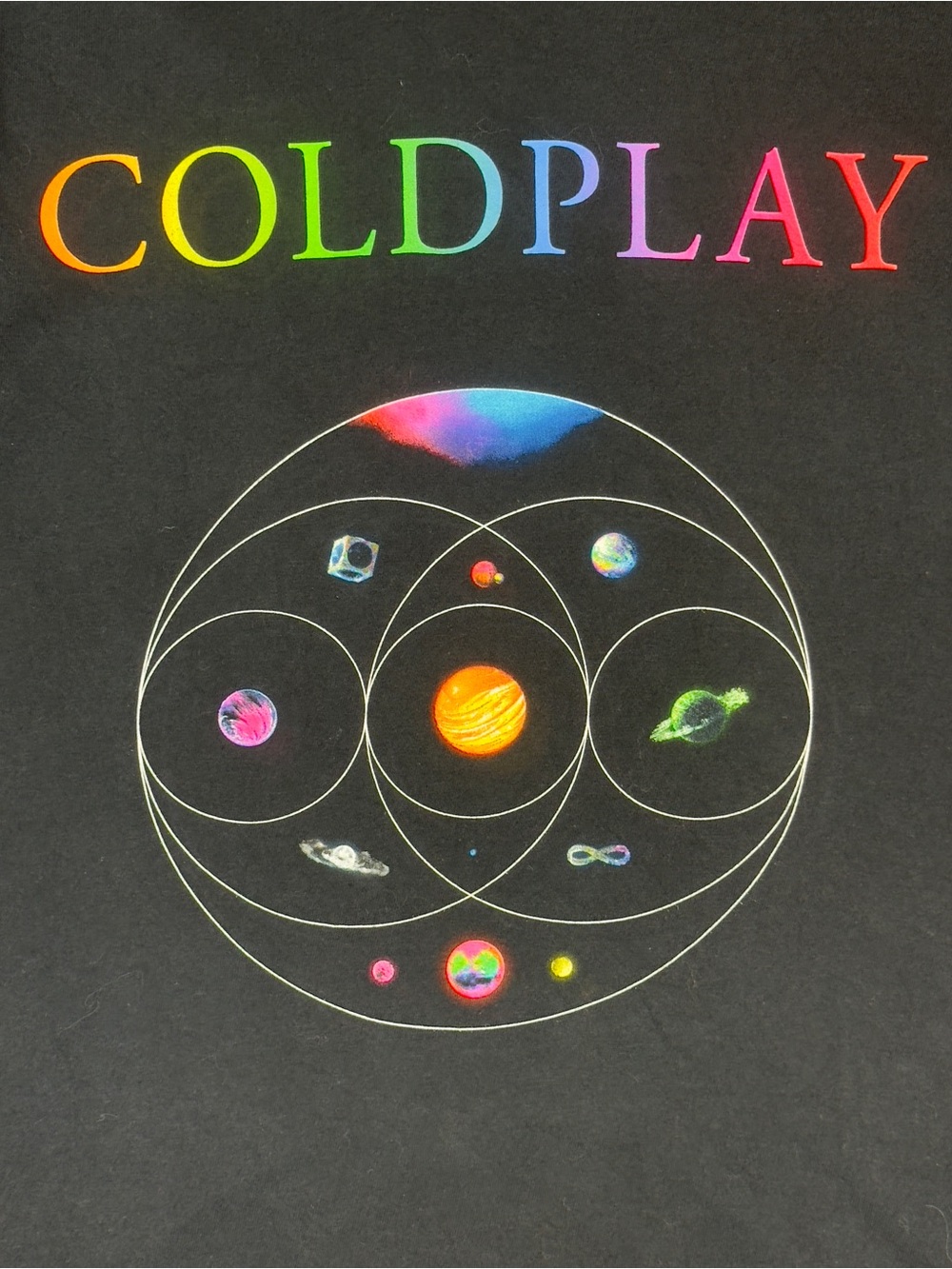 Coldplay Black Multicolour Music Of The Spheres Graphic Cotton T-shirt Small 18”